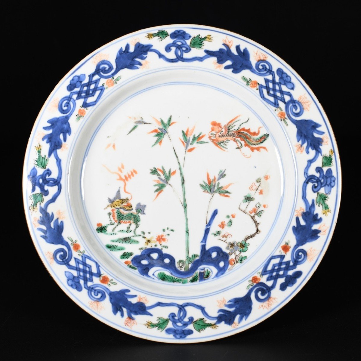 Paire d'Assiettes à Décor d'Un Qilin Et d'Un Fenghuang - Chine XVIIIe Période Kangxi-photo-1