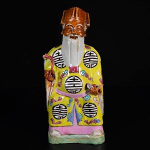 Grande Figure En Porcelaine Représentant Shou Lao - Chine XVIIIe/XIXe Période Jiaqing