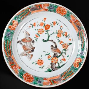 Famille Verte Enamel Plate With Bird Decor - China 18th Kangxi Period