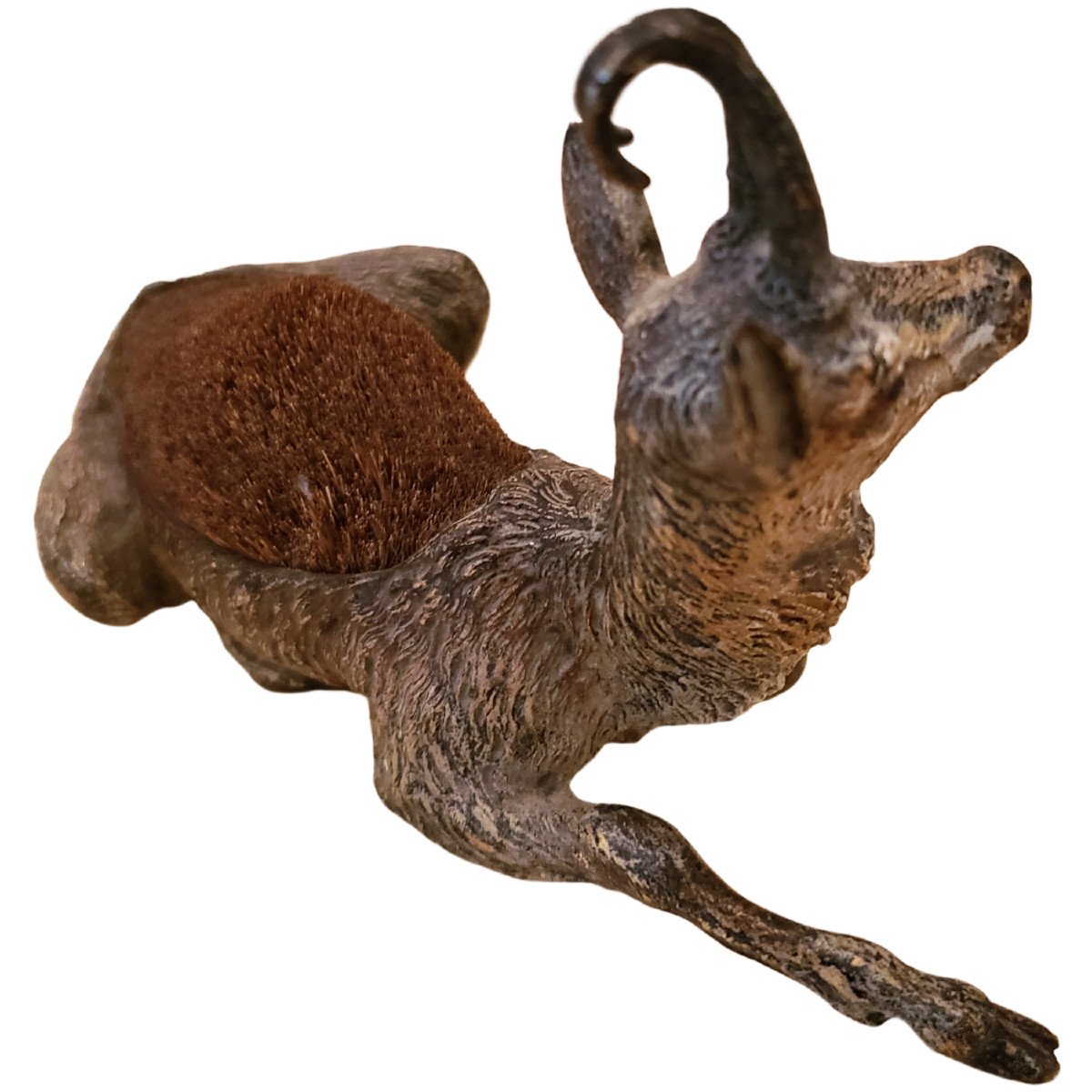 Grand bronze de Vienne Geschützt Chamois de 14 cm Essuie-plume Bronze de Vienne XIXème -photo-3