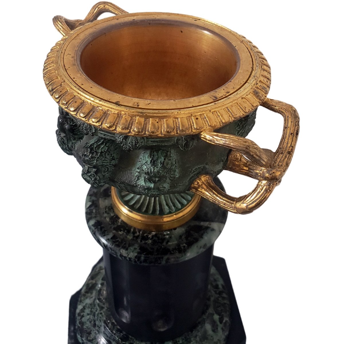 Tazza Warwick Vase On Pedestal Grand Tour Bronze Two Patinas And Marble Nineteenth-photo-6