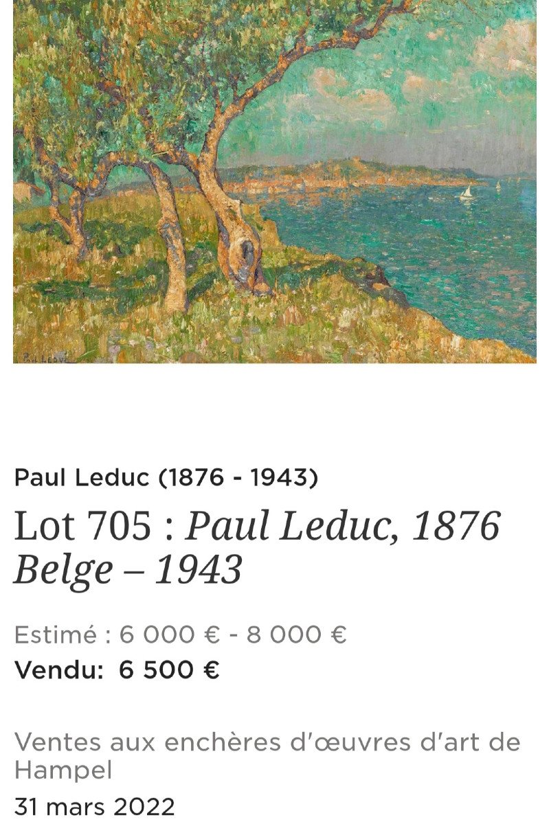 Hst Paul Leduc Panorama Saint Tropez école Belge 1876 – 1943 Impressionniste -photo-4