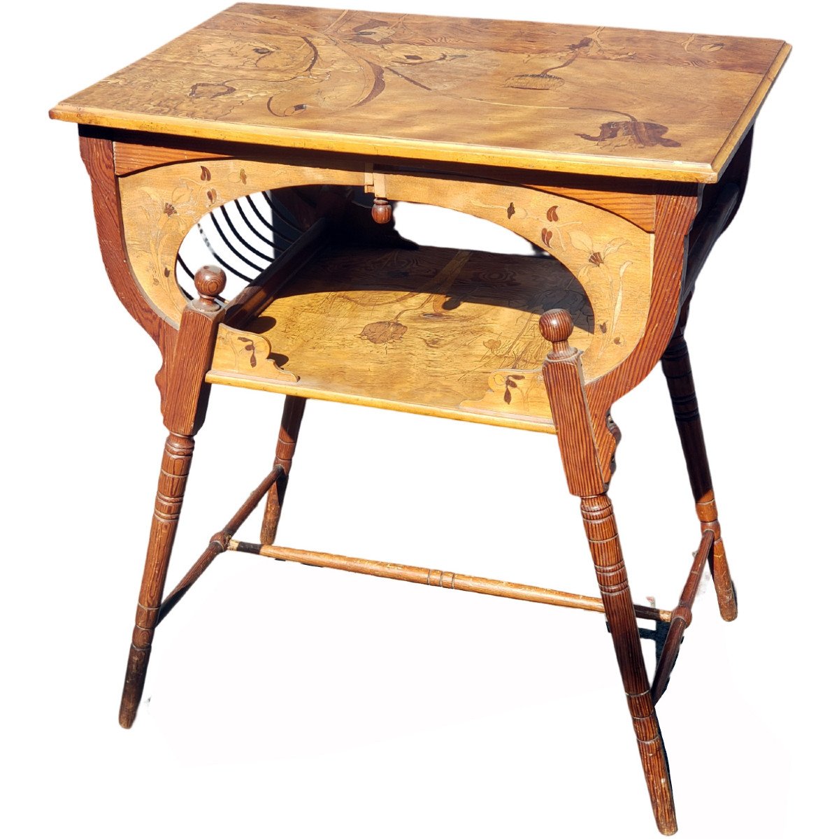 Art Nouveau Table Floral Marquetry School Of Nancy Gallé Majorelle