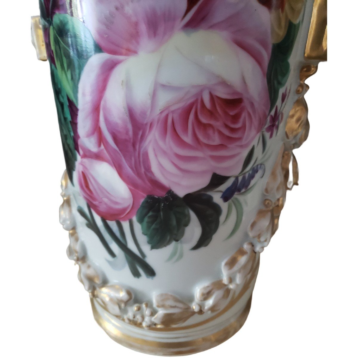 Pair Of Important Porcelain Vases From Old Paris XIXth 50 Cm-photo-5