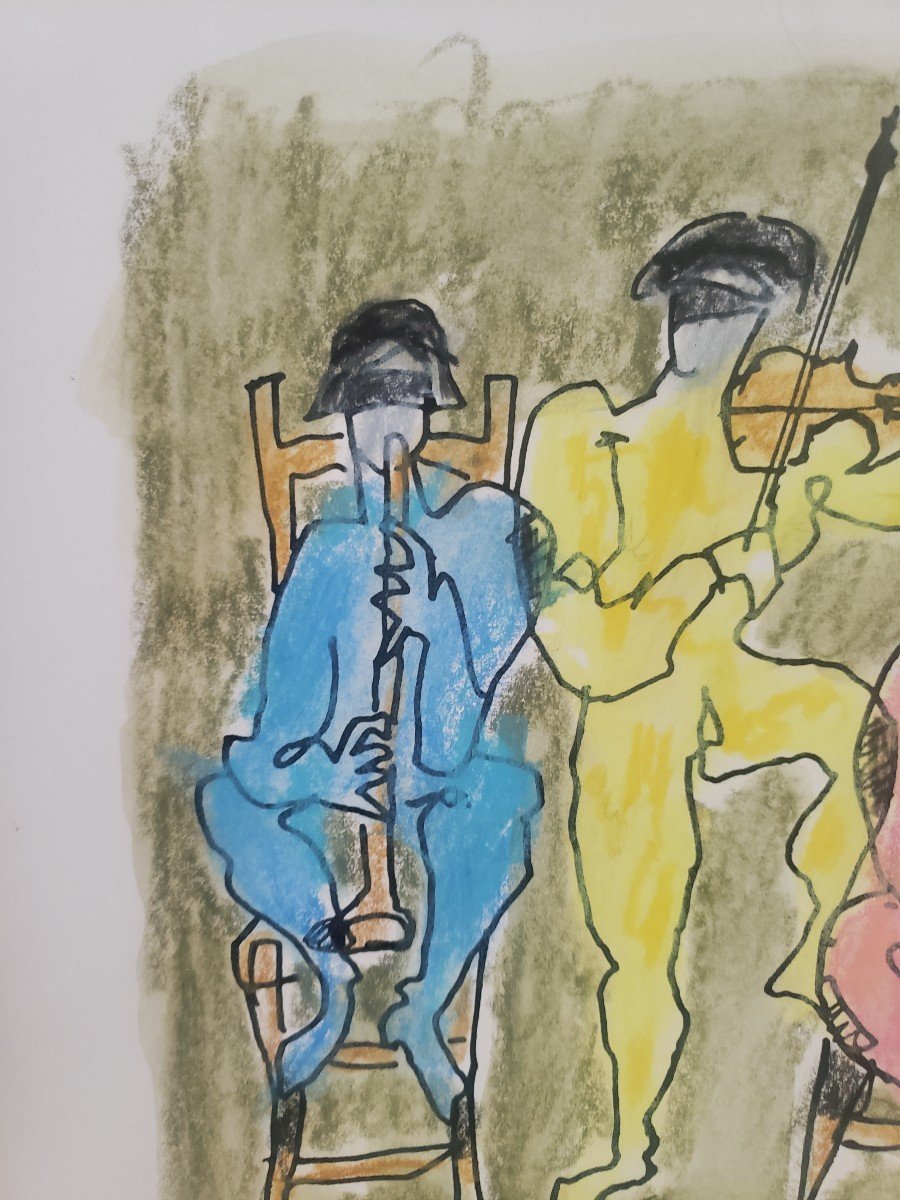 Watercolor By Henri. Rey The Musicians-photo-5