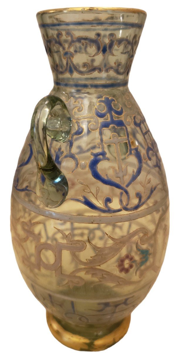 Old Enamelled Islamic Gallé Vase Far East-photo-1