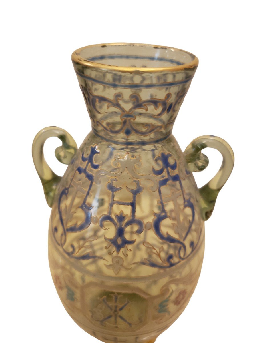 Old Enamelled Islamic Gallé Vase Far East-photo-2