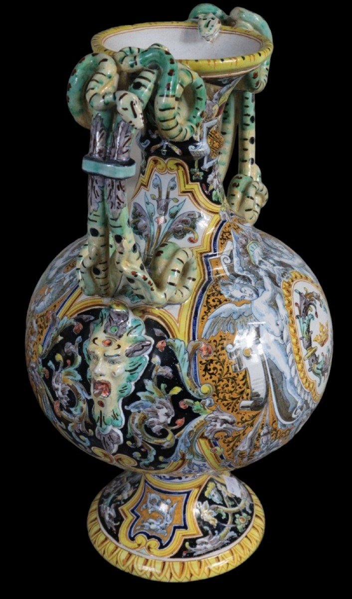 Blois Josaphat Tortat (1843 - 1915) Paire De Vases Balustre En Faïence émaillée Polychrome -photo-4