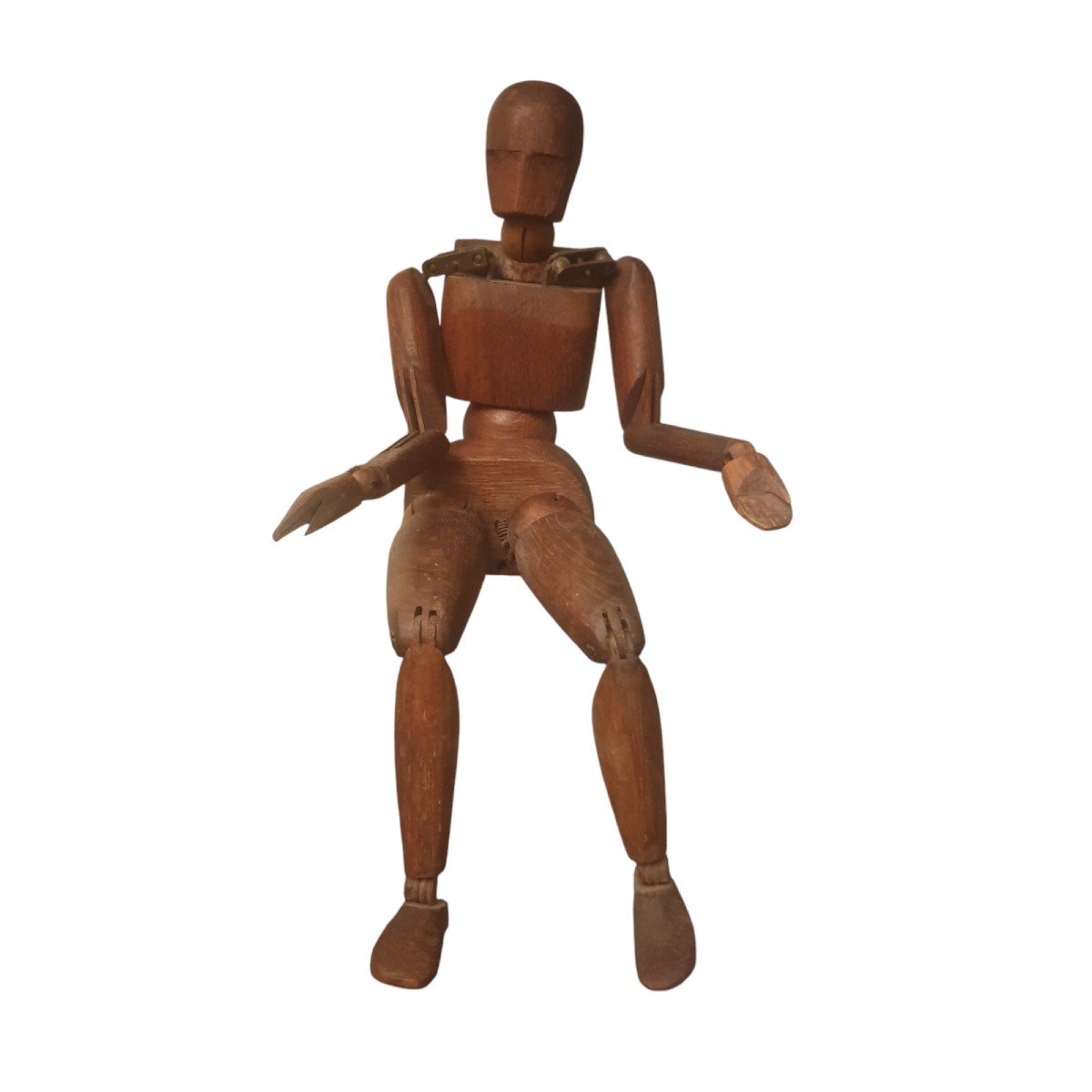 Articulated Painter's Workshop Mannequin In Patinated Wood, Late 19th Century -photo-6