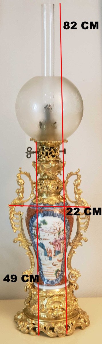 LAMPE SYSTEME CARCEL A MODERATEUR PORCELAINE DE CHINE  MONTURE BRONZE DORÉ-photo-2