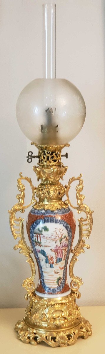 Chinese Porcelain Moderator Oil Lamp And Gilt Bronze Mount-photo-4