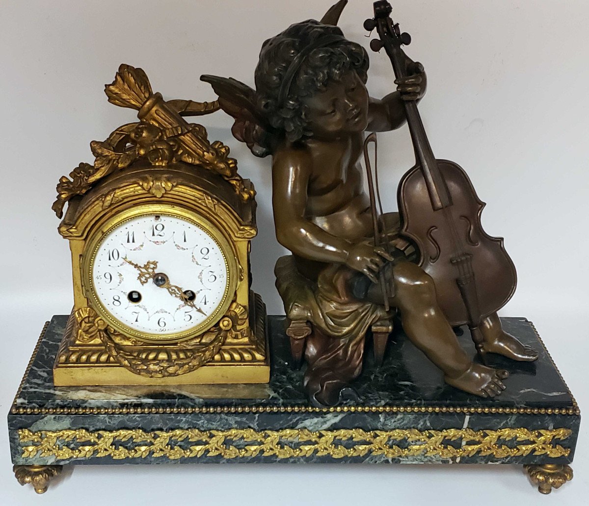 Moreau Fireplace Garnish Bronze Patina Medaile In Regulates The Cello Player-photo-2