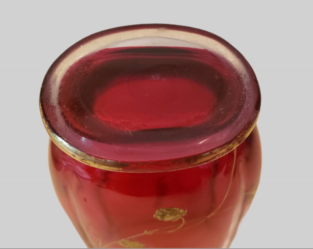 Baccarat Crystal Polylobé Vase Decor A l'Or Circa 1890-photo-1