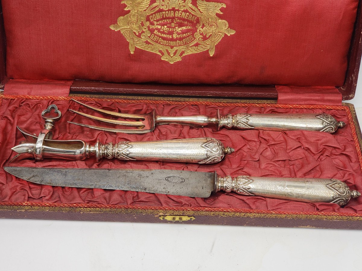 Cutlery Box To Cut Leg Tongs Service In Silver Filled Minerva-photo-2