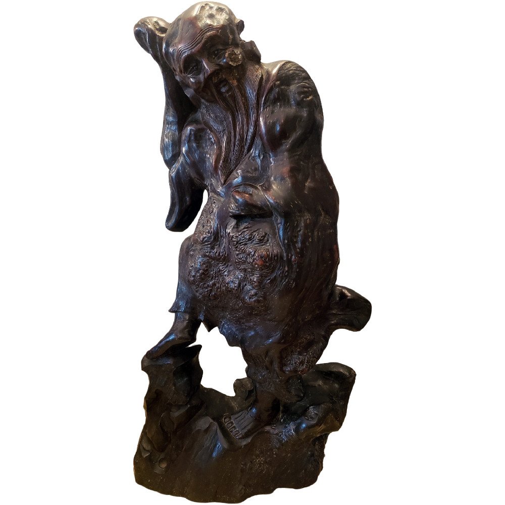 Root Wood Sculpture China 19th Immortal Height 57 Cm-photo-2
