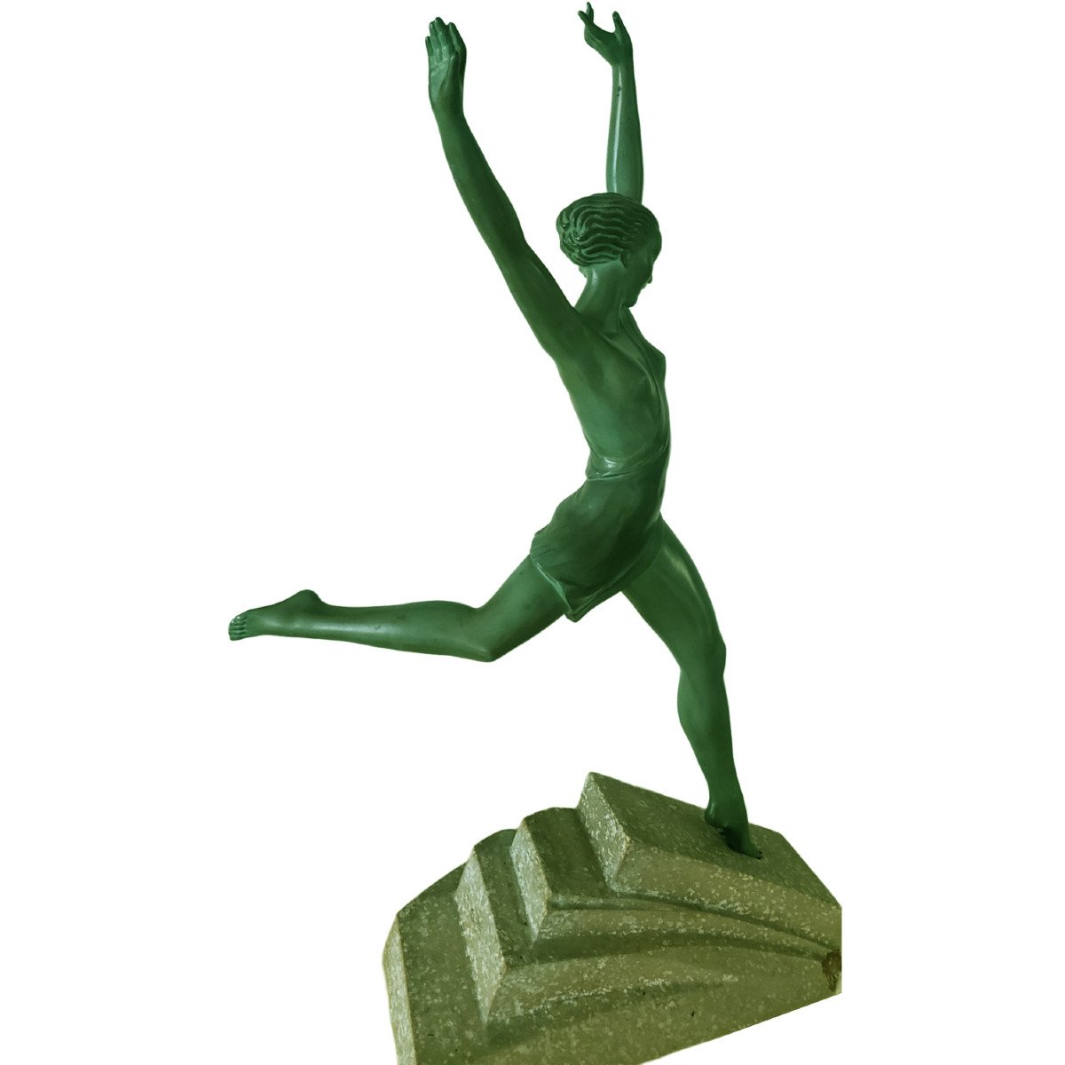 Sculpture 0lympie en Fonte d’Art par Fayral pour pierre le Faguays vers 1930 Ht 51 cm-photo-1