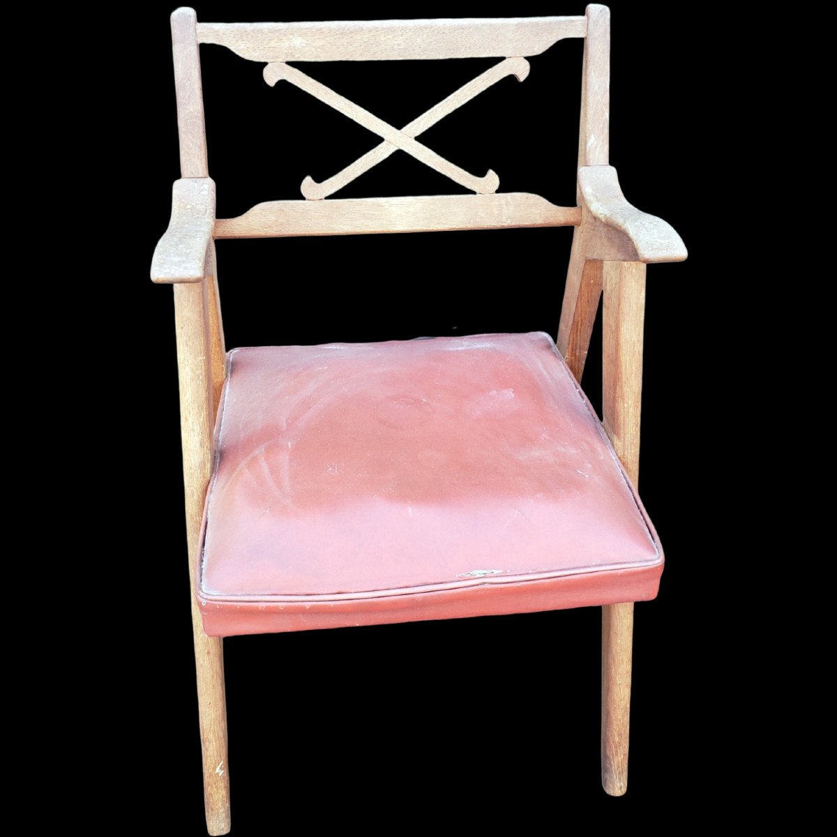 Pierre Jeanneret Pair Of Armchairs In Blond Oak And Skai Circa 1940-photo-3