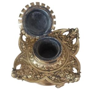 19th Century Gilt Bronze Inkwell In Perfect Condition 