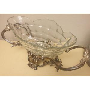 Crystal And Silver Bronze Centerpiece Planter 19th Century Christophe 