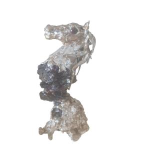 Aurelio teno Espagne Sculpture Cheval Cabré Vintage En Bronze émail Quartz