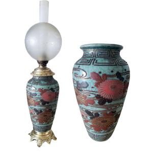 Lamp In Gres Celadon China Japan Chinese Lacquer Decor XIXth