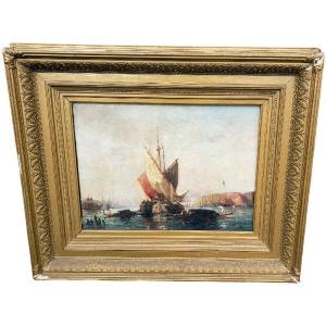 Auguste Maillet Rigon Venice And Gondolier Oil On Canvas