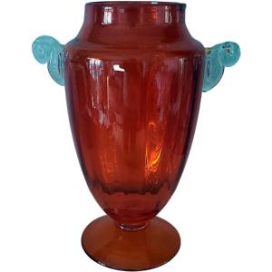 Murano Soffiato Art Glass Vase Attributed To Vetreria Fratelli Toso