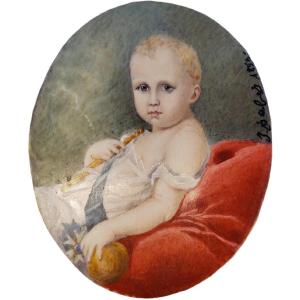 Jean Baptiste Isabey l'Aiglon Fils De Napoleon Bonaparte Miniature Sur Ivoire 1853