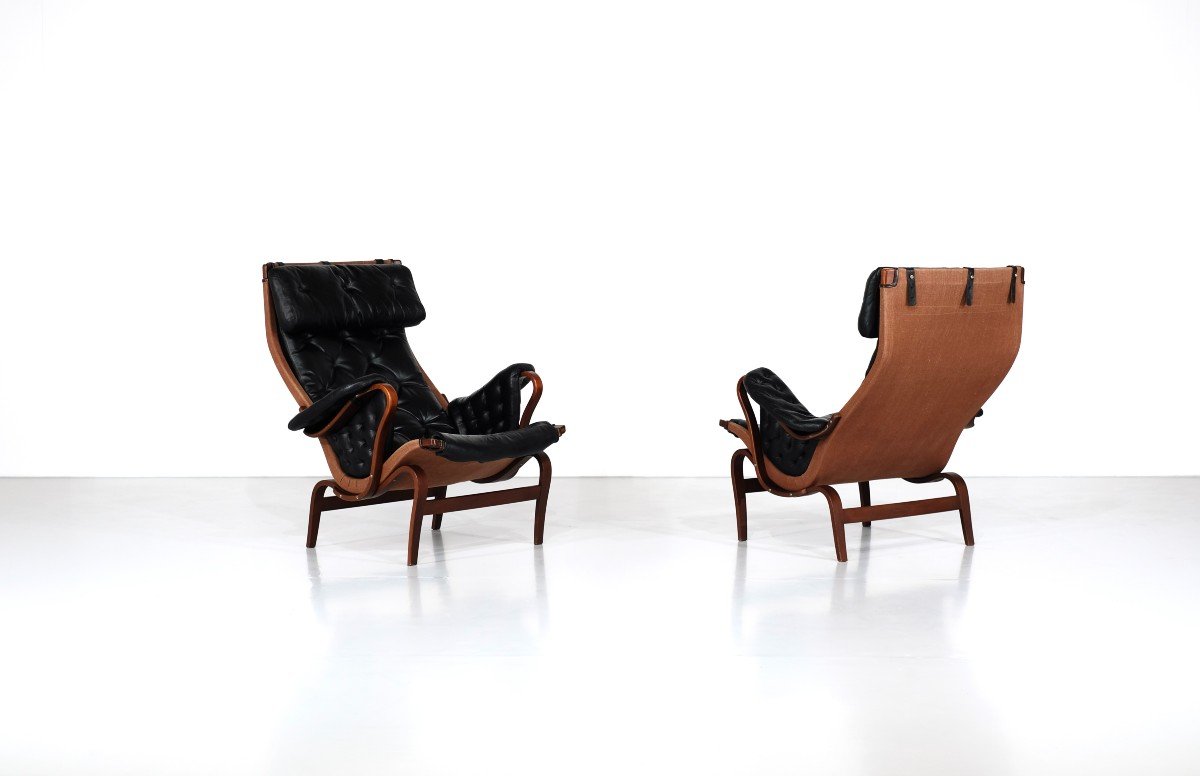 Pair Of Armchairs "pernilla 69" By Bruno Mathsson For Dux, Sweden 1969.-photo-4