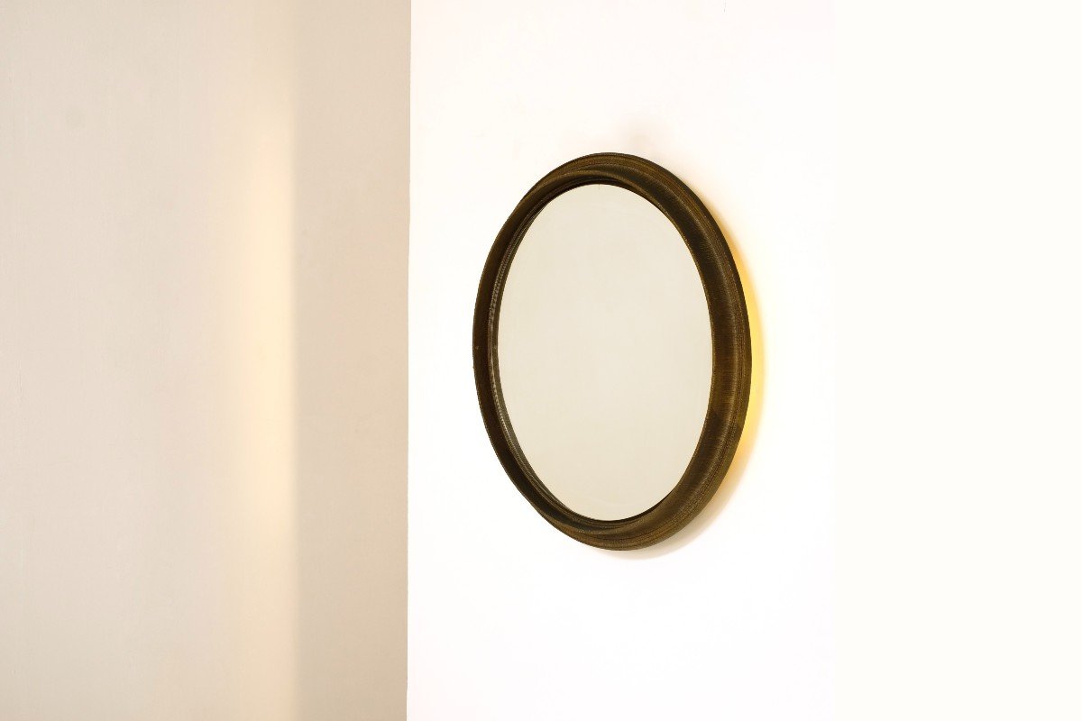 Grand Miroir Lumineux patine Bronze, Italie 1960s.-photo-3