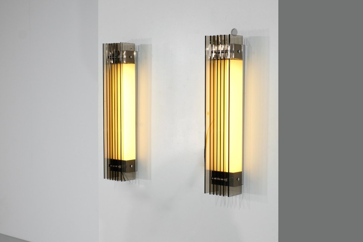 Two Glass Sconces For Fab, Italy 1970s.-photo-1