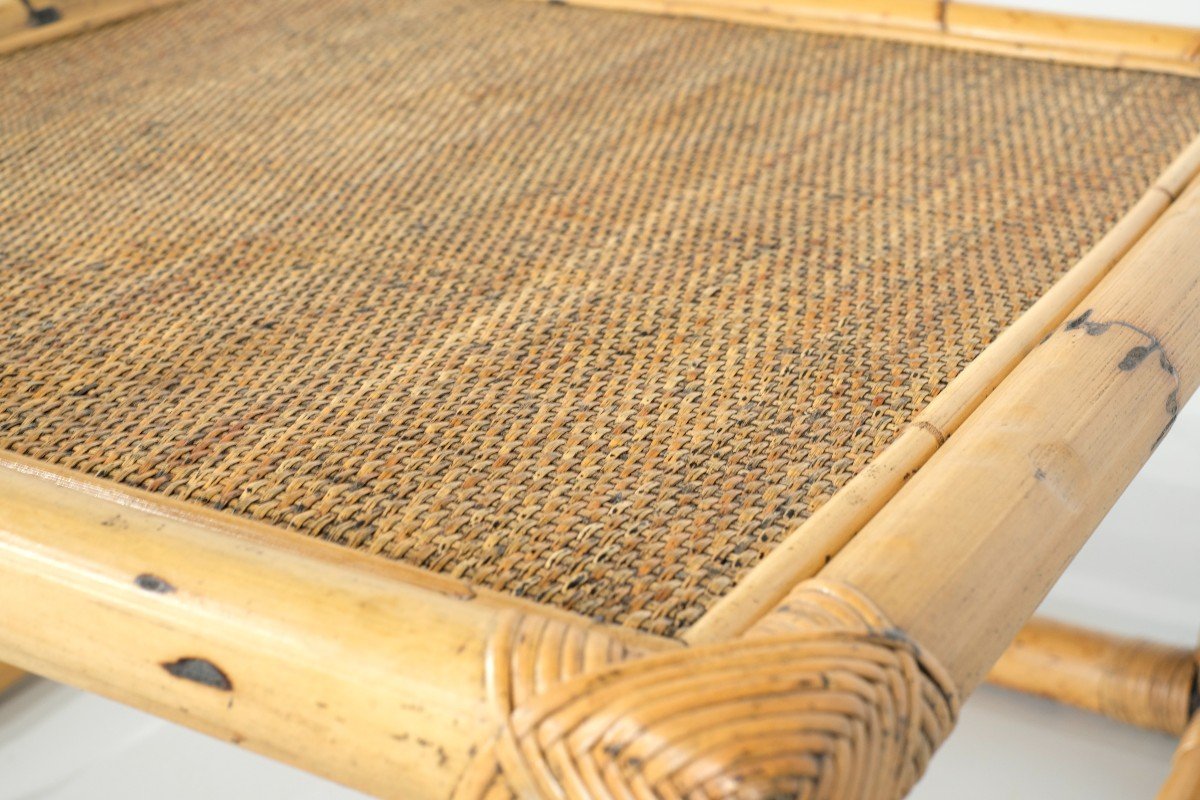 Bamboo & Rattan Coffee Table, Italy 1960s.-photo-3