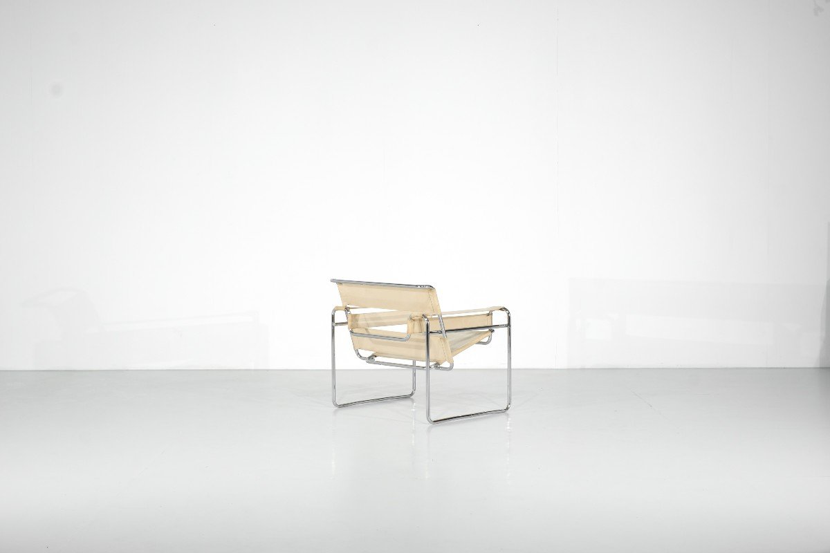 Fauteuil " B3 Wassily " Tissus De Marcel Breuer Pour Gavina, 1925s.-photo-4