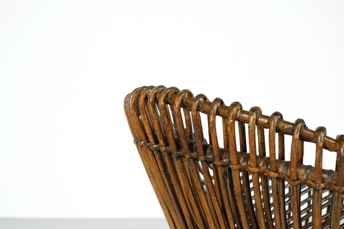 Tabouret En Rotin, Italie, Années 1960s.-photo-5