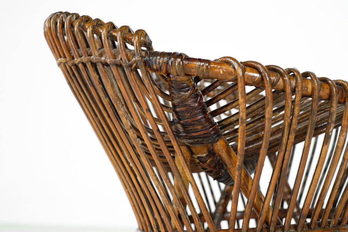 Tabouret En Rotin, Italie, Années 1960s.-photo-6