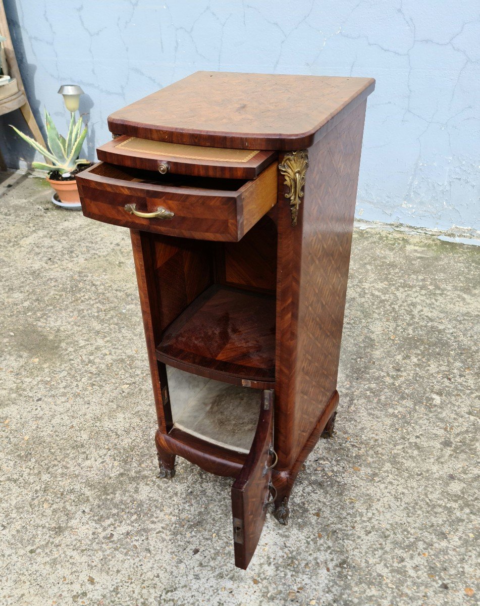 Napoleon III Marquetry Bedside Table-photo-1