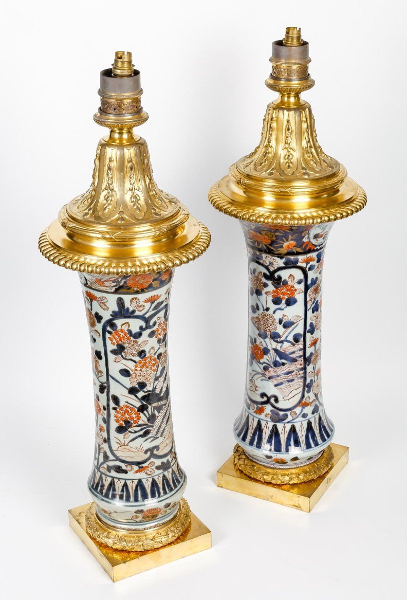 Pair Of Porcelain Vases Ormolu-mounted In Lamps By Gagneau Paris  XIXth Century-photo-4