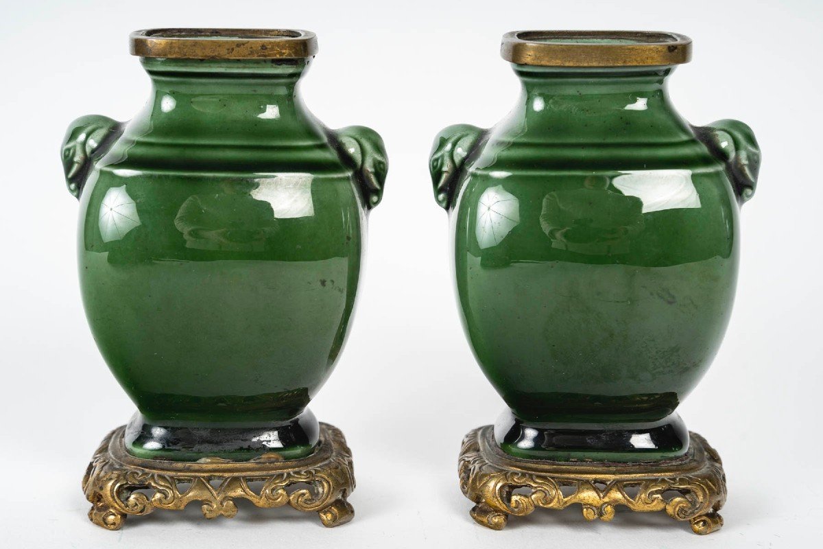 Théodore Deck (1823 - 1891) Pair Of Miniature Earthenware Vases, Circa 1870-photo-4