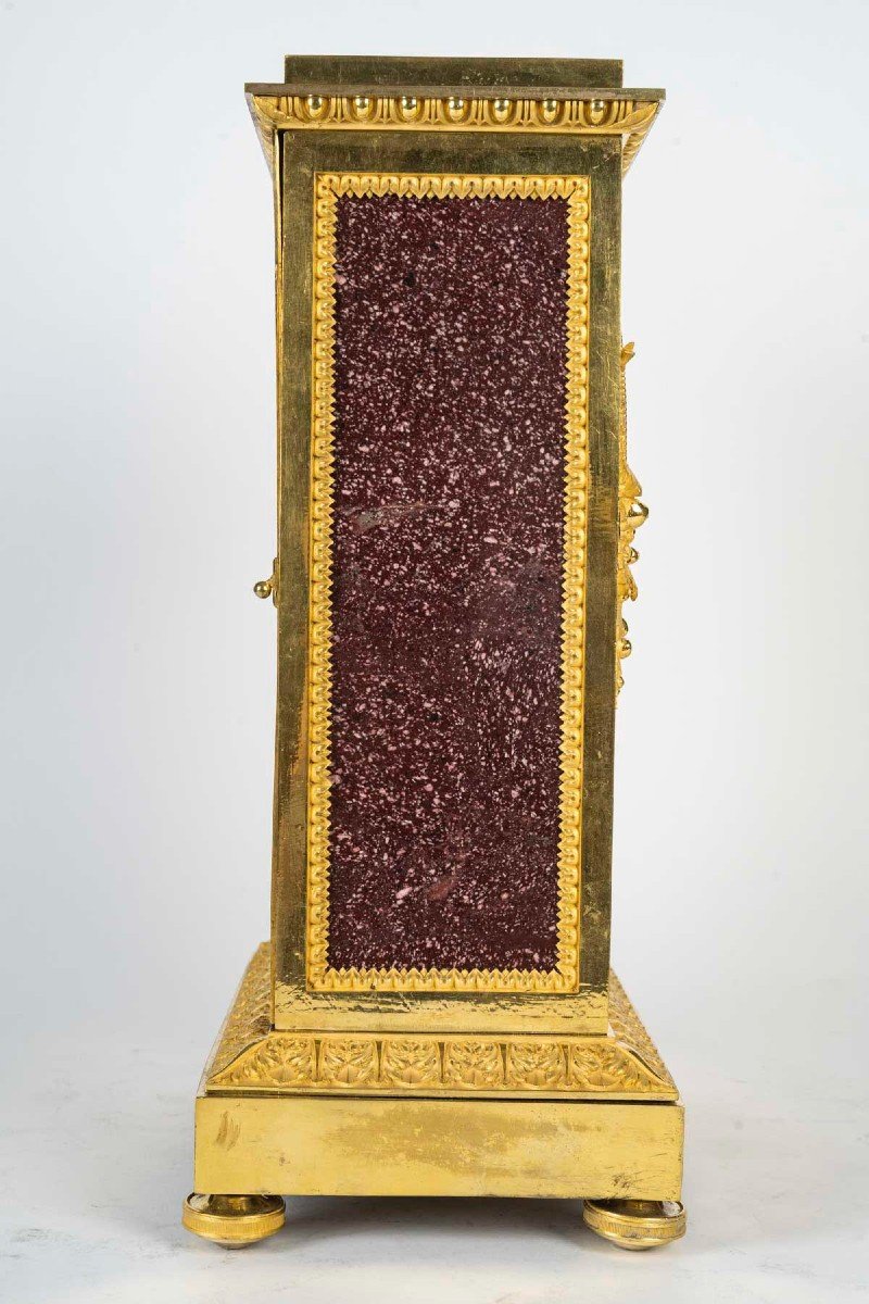 A 19th Century Louis XVI Style Porphyry Mantel Clock, Circa 1850-photo-3