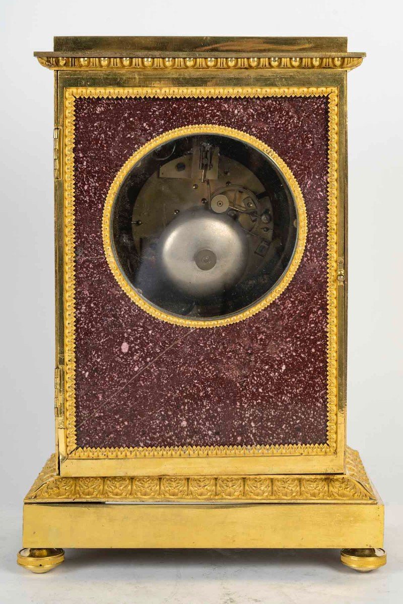 A 19th Century Louis XVI Style Porphyry Mantel Clock, Circa 1850-photo-4