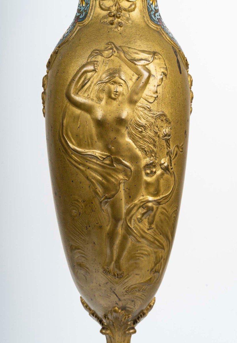 A French Belle Epoque "fairies" Centerpiece Vase, Attributed To F.barbedienne, Circa 1900-photo-3