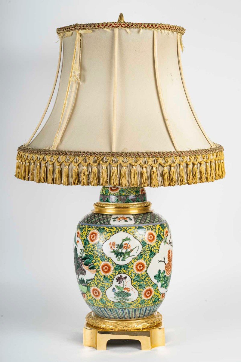 Lampe en Porcelaine De Samson De Style Chinois XIXème Siècle-photo-2