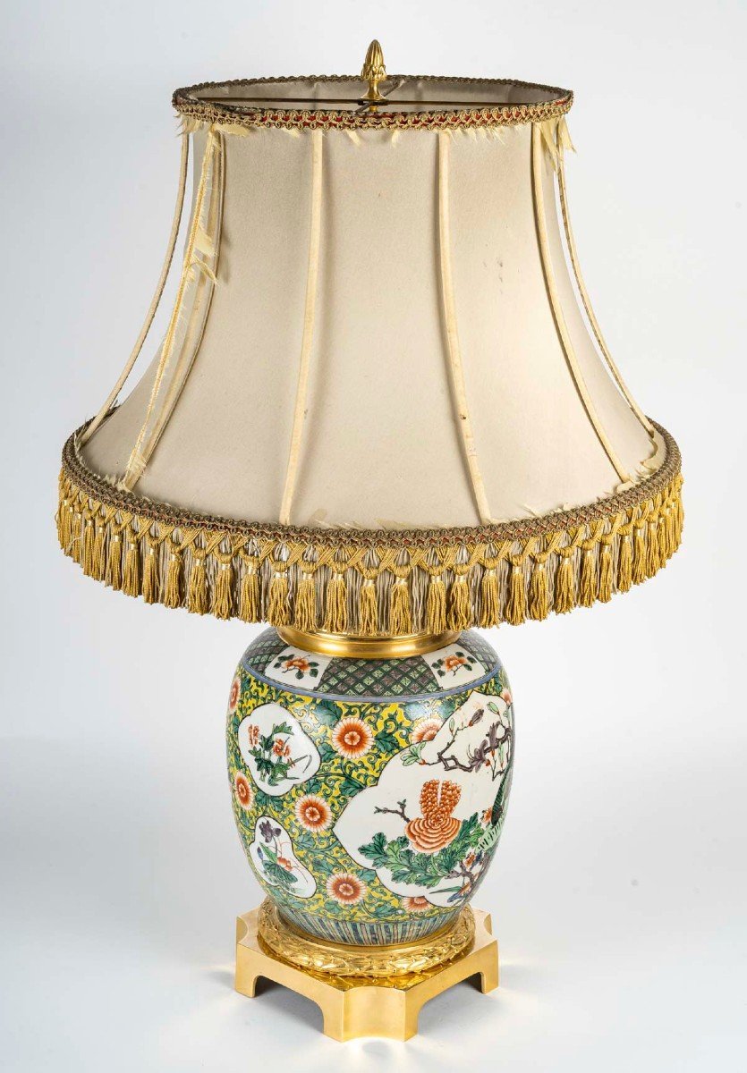 Lampe en Porcelaine De Samson De Style Chinois XIXème Siècle-photo-3