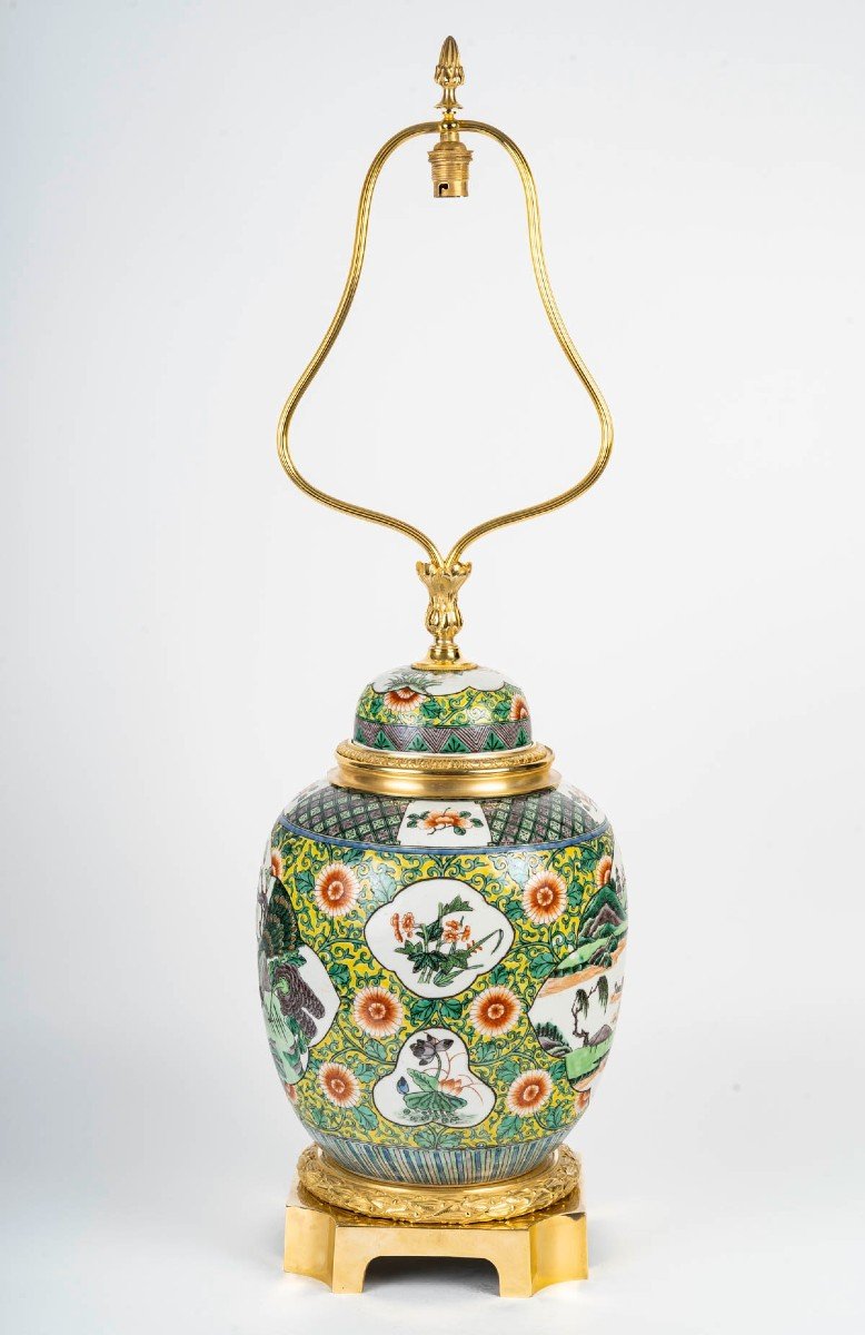  A 19th Century Chinese Style Samson Porcelain Ginger Jar Lamp-photo-5