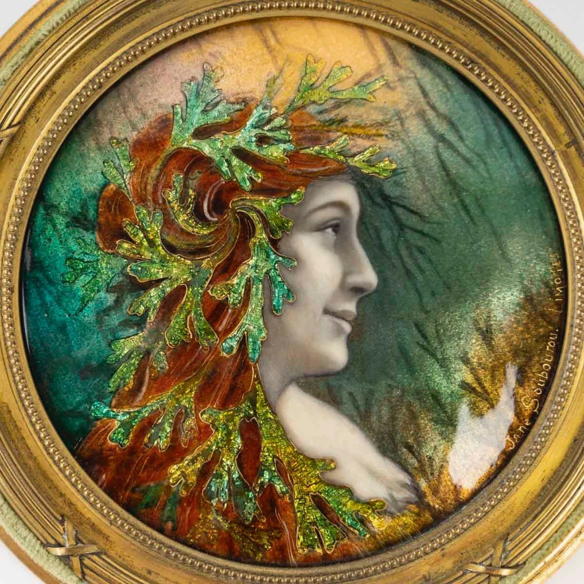 Jeanne Soubourou (1879-1968), La Fée Des Marais, émail Symboliste Art Nouveau Circa 1900-photo-2