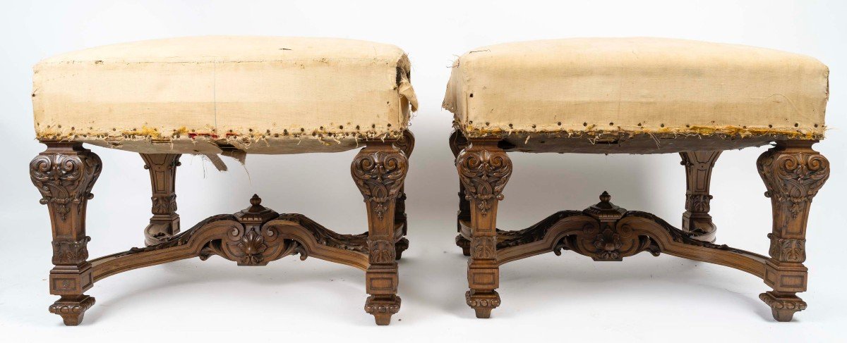 Paire de Tabourets de Style Louis XIV, Circa 1880-photo-1