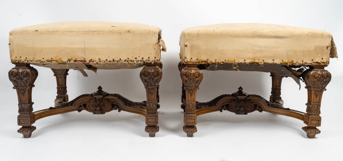 Paire de Tabourets de Style Louis XIV, Circa 1880