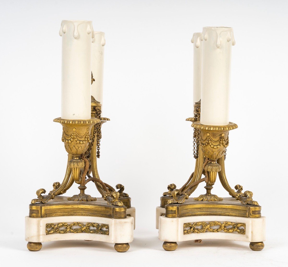  Paire De Candélabres De Style Louis XVI Circa 1870-photo-3