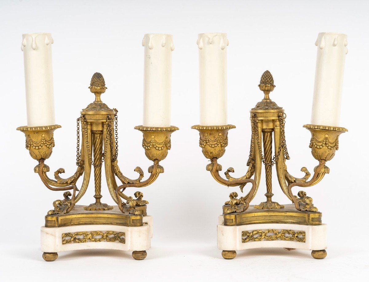  Paire De Candélabres De Style Louis XVI Circa 1870