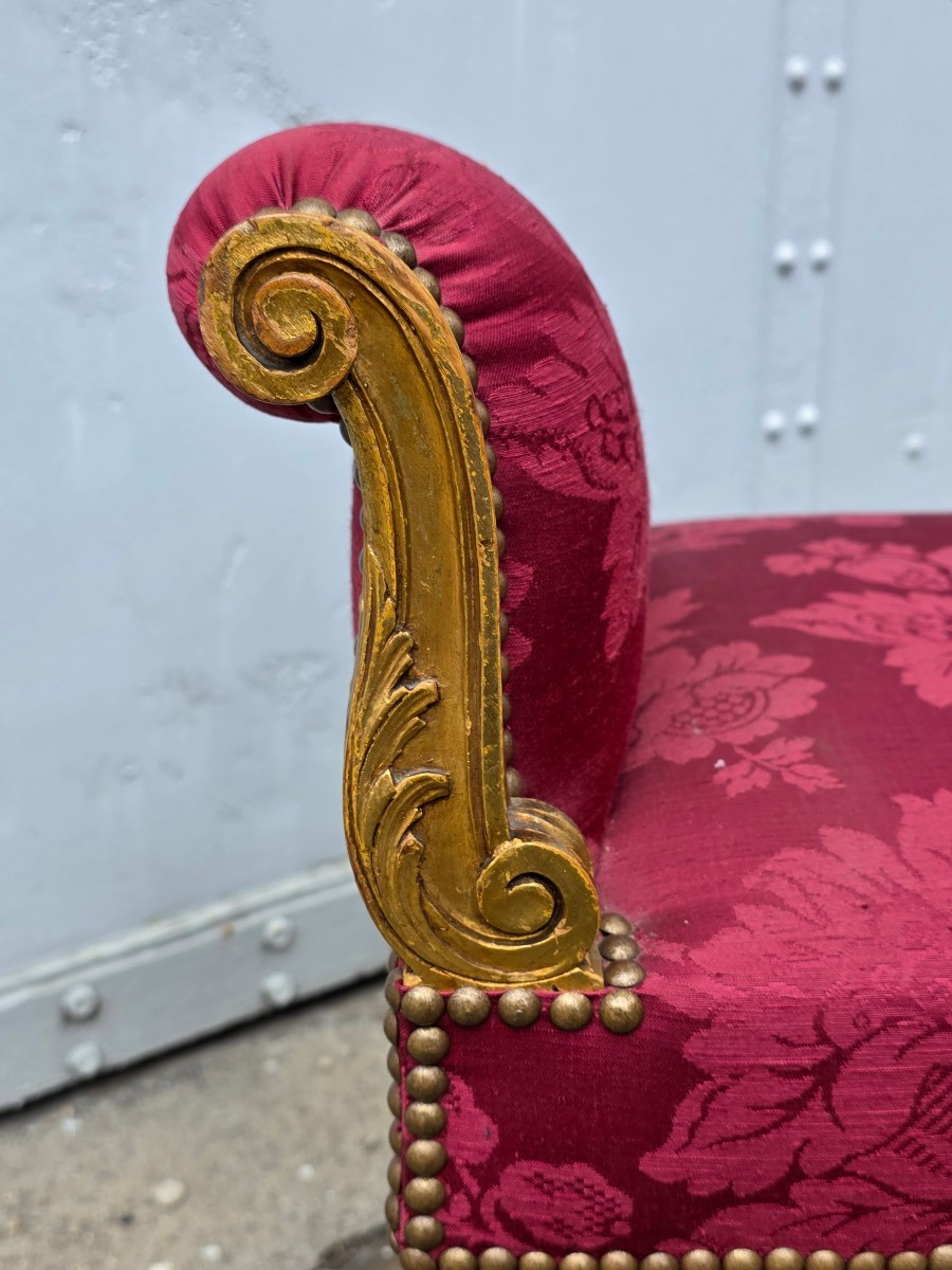 Tabouret Curule en Bois Doré Napoléon III-photo-2